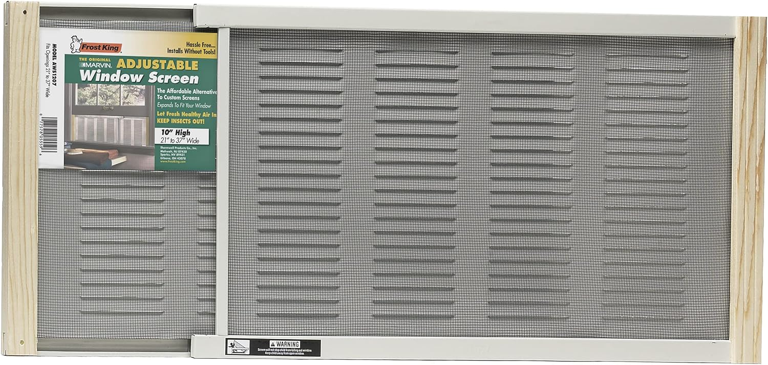 Frost King, AWS1045 WB Marvin Adjustable Window Screen, 10" high, fits 21 - 37" wide