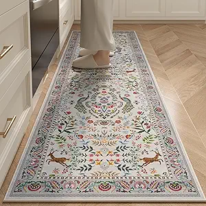 Runner Rug Washable Kitchen Runner 2'6''x8' Runner Rug for Entryway Indoor Floral Non-Slip Soft Carpet Runner for Hallways, Kitchen, Laundry, Bedroom, Bathroom(Colorful)