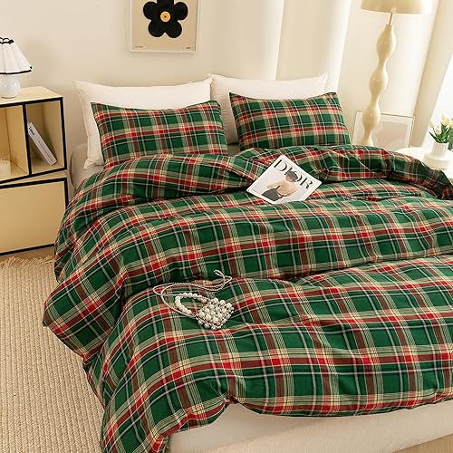 Miniatura 165 de ECOCOTT Juego de funda de edredón de 3 piezas, 100% algodón lavado, duradero, suave y cómodo, con cierre de cremallera, sin edredón, tamaño King