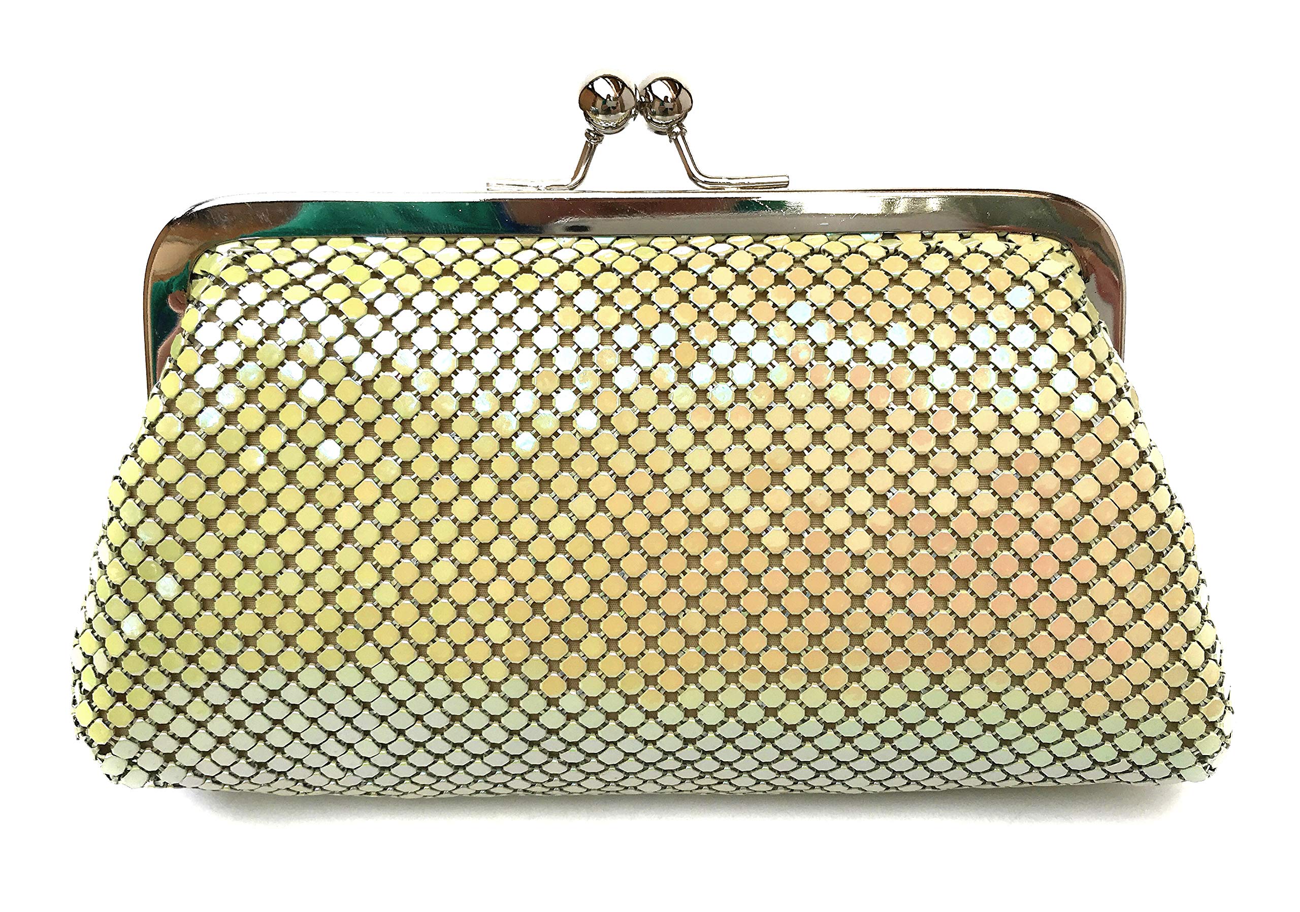 Frewahmesh Women Clutch Metal Mesh Evening Purse (Multi Beige)