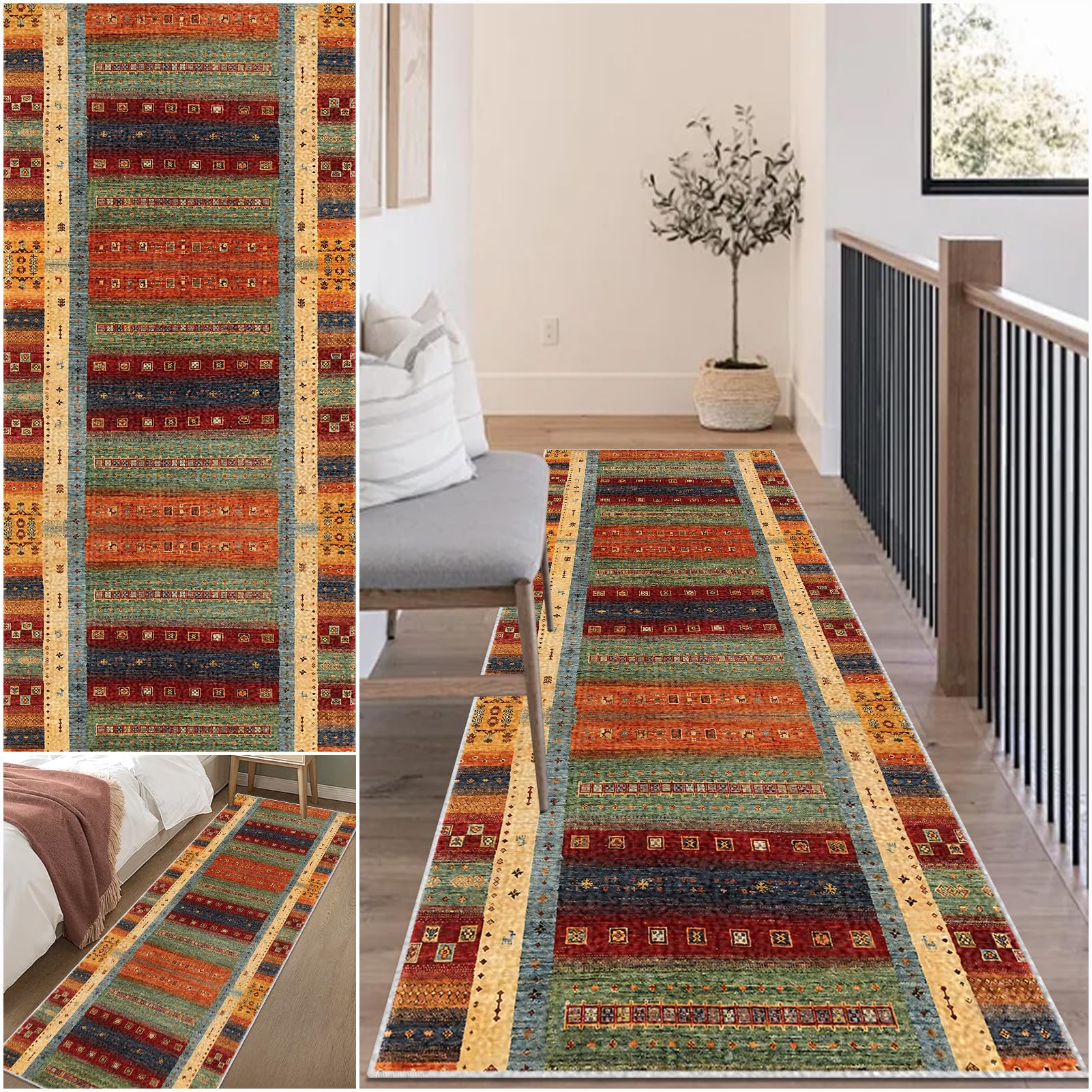 Carpet Runners for Hallways Non Slip Washable Runner Rugs 100 x 600 cm Long Soft Kitchen Runner Floor Protector Area Rugs Hallway Hall Runners Narrow Rug for Kitchen Bedroom Hallways Living Room