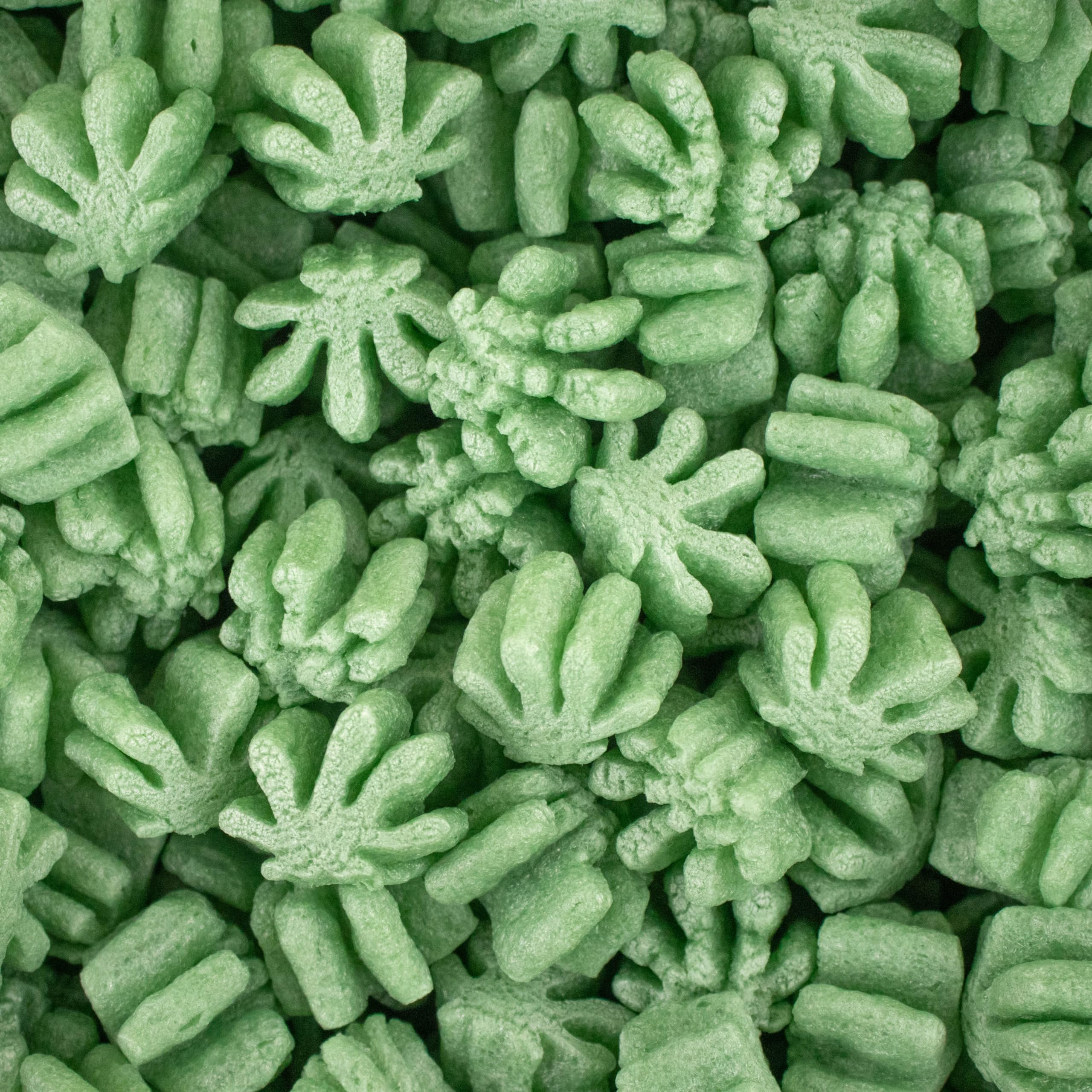 Magicwater Supply - .25 Cu Ft - Green Leaf Shaped Recycled Anti Static Packing Peanuts - Compostable & Biodegradable Cushion for Shipping - Dust-Free & Abrasion Resistant - Void Filler
