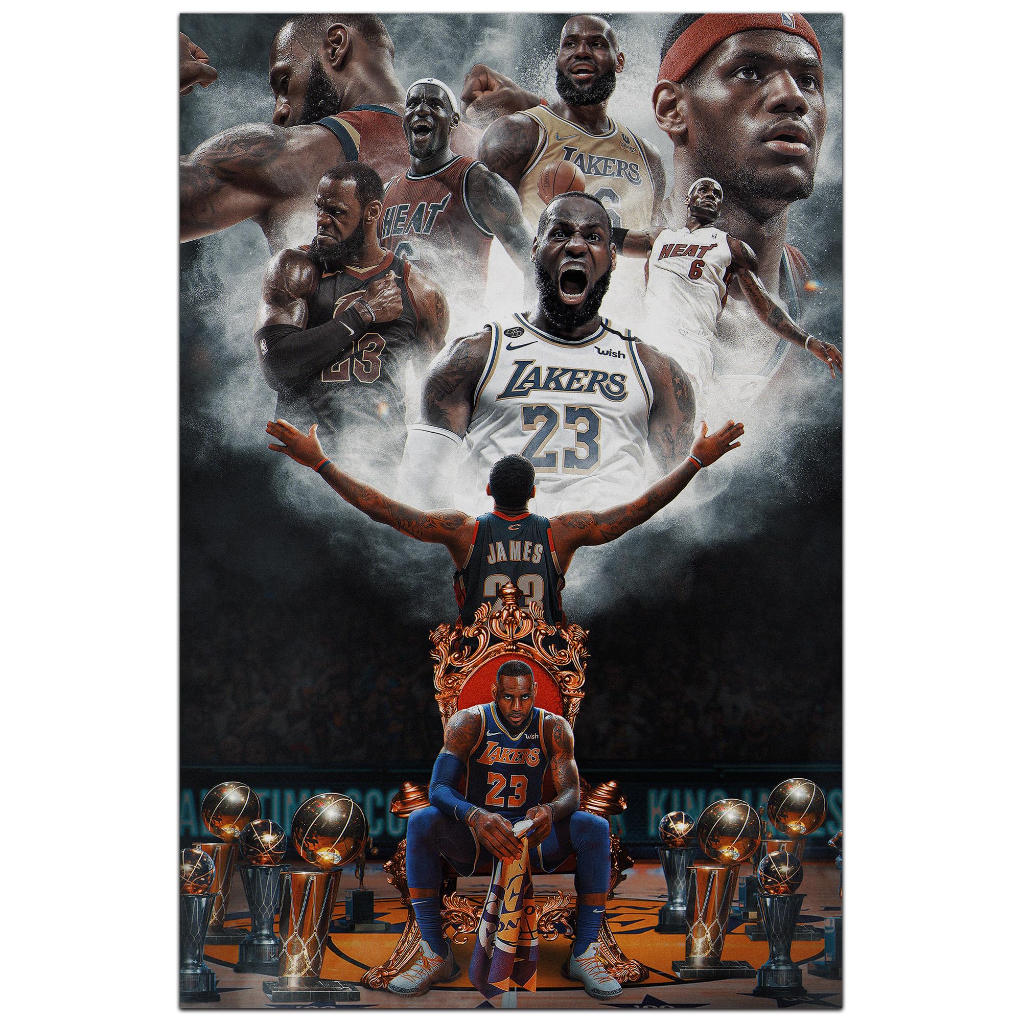 GenericBasketball superstar LeBron James and Stephen Curry poster canvas wall children's basketball room art decoration inspirational commemorative gift (LeBron-2)