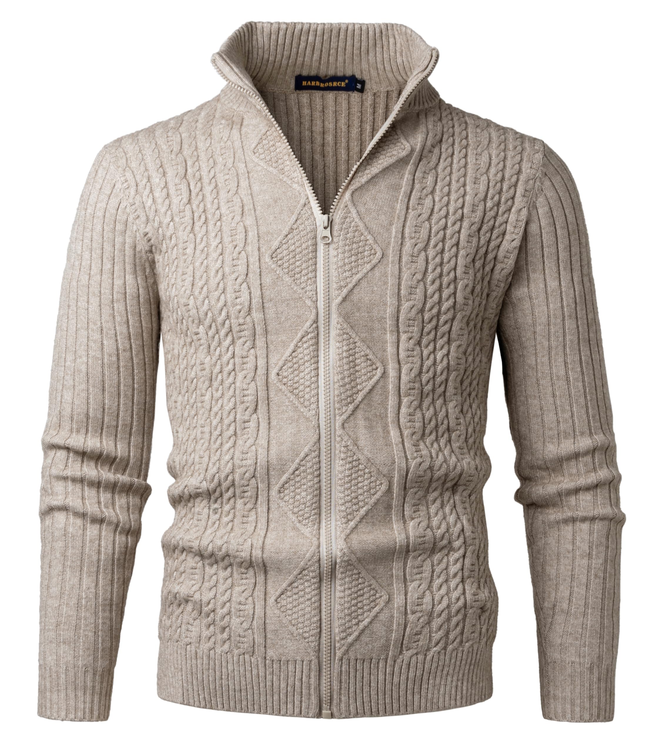 Cardigan Homme Col Montant Veste Maille Torsadée Pull Chandail Maille Zippé Slim Fit Veste Automne Hiver Couleur Unie