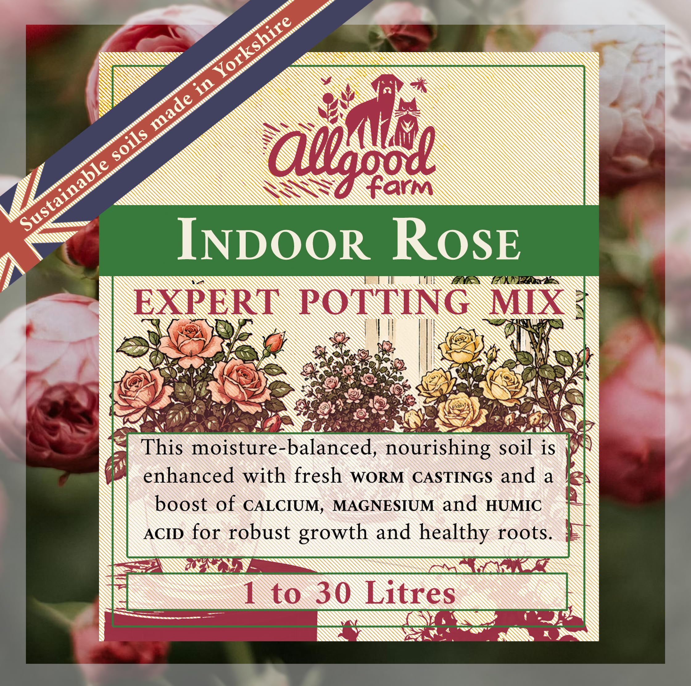 Allgood Farm Indoor Rose Soil - 1 to 30 Litres Expert Potting Compost Mix (5 Litres)