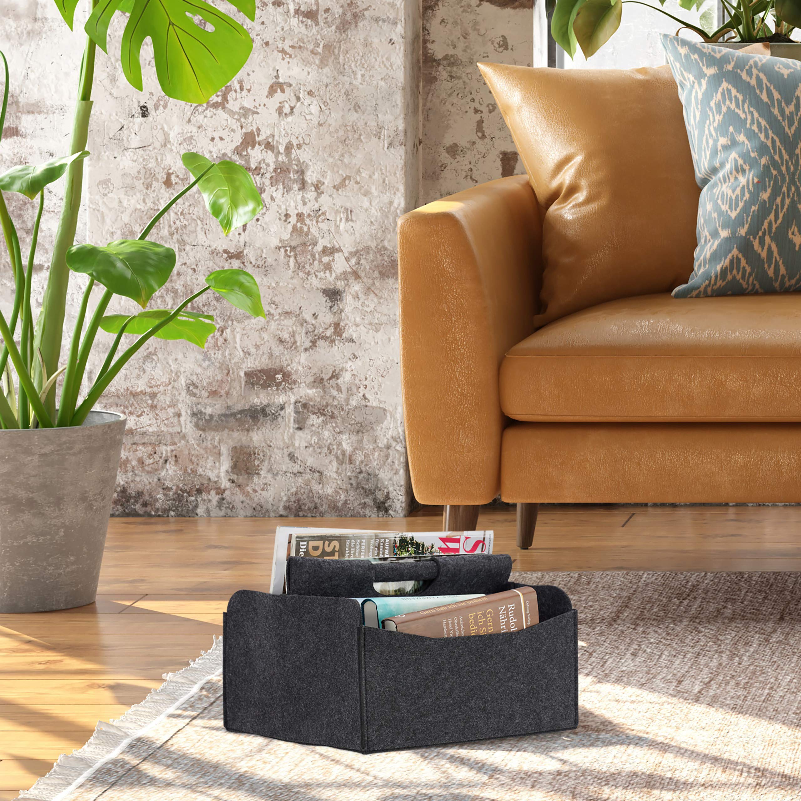 Portariviste In Giacinto Intrecciato – Cesto Con 2 Scomparti, Struttura In Ferro, Dimensioni 38x32x18 Cm, Colore Naturale, Per Soggiorno, Ufficio E Sale D'attesa