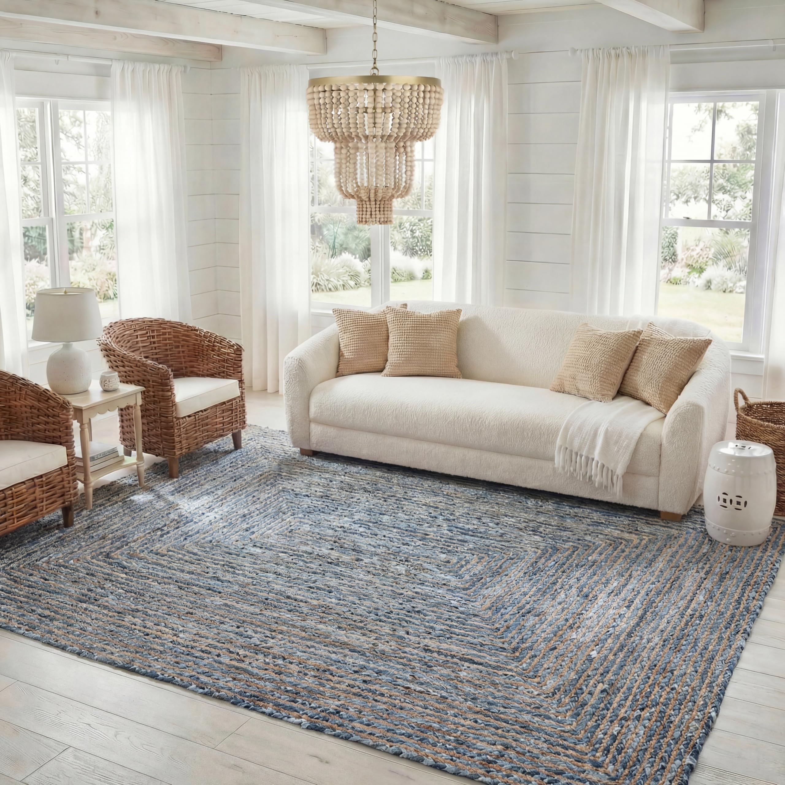 Tapis salon boho Safavieh bleu et naturel 183x274 cm pour chambre