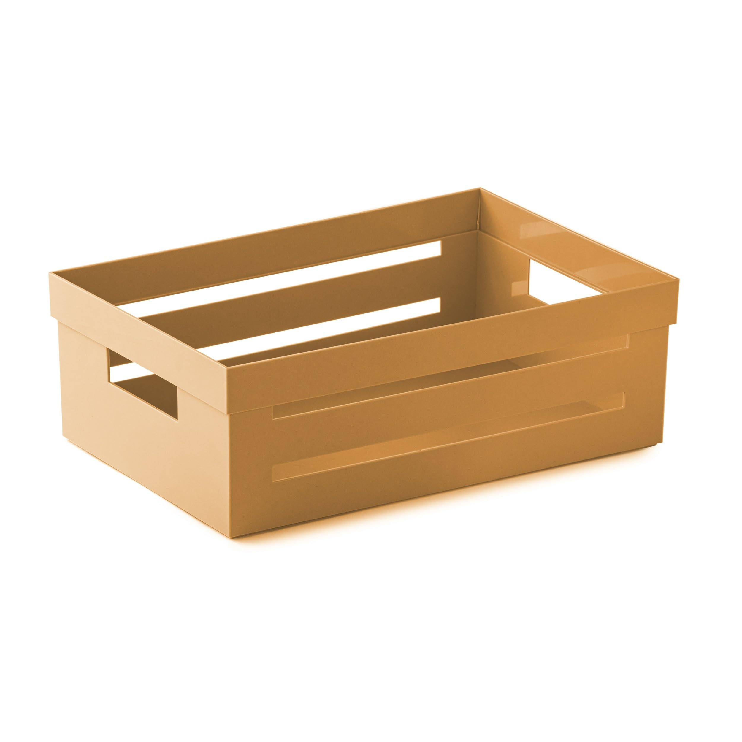Snips Ambiente 5 L Kitchen Organiser, Storage Box for Fridge Shelves, Pantry and Worktop, Stackable Open Storage Basket, Mustard, 29.5 x 20 x 10.5 cm, Made in Italy