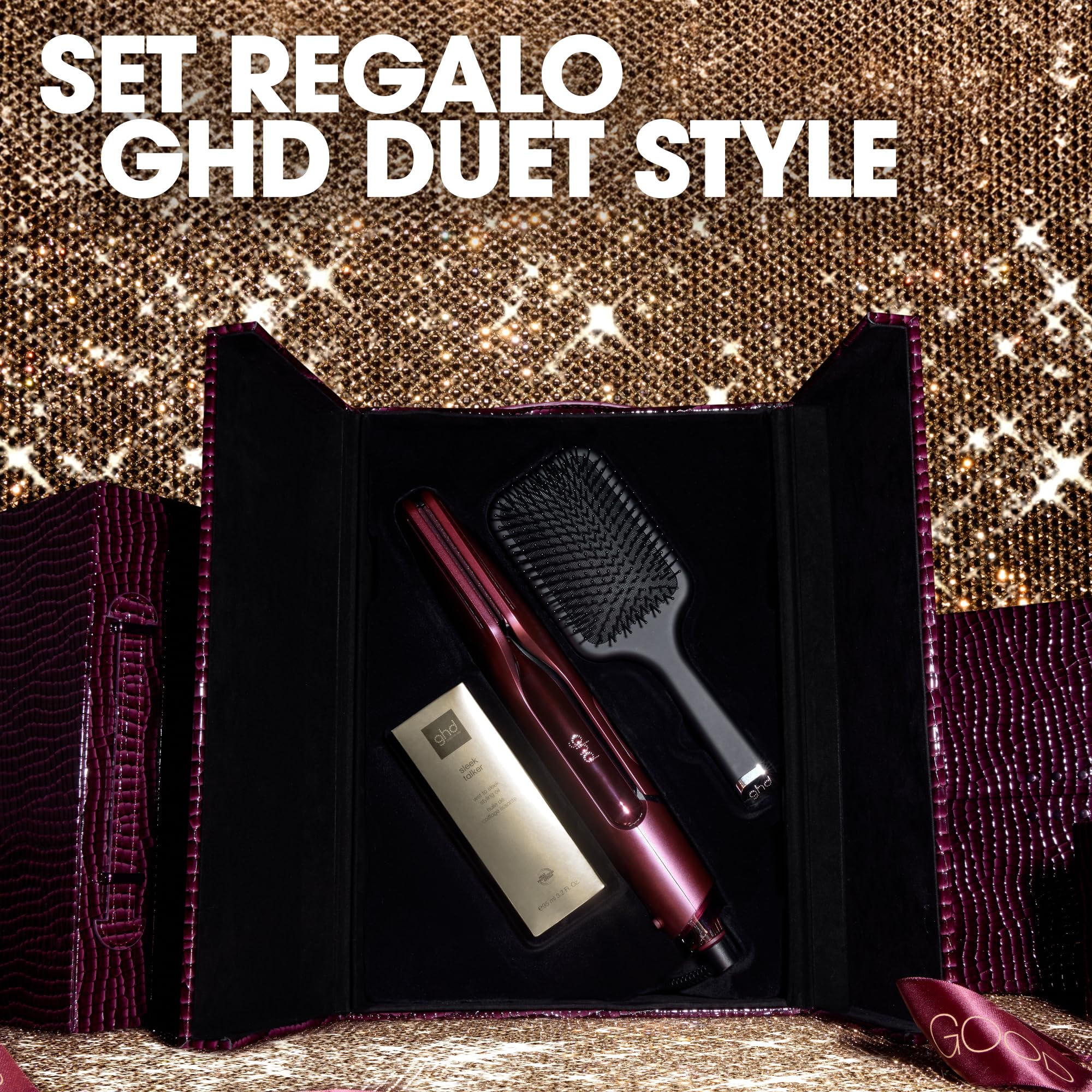 ghd Set Regalo Duet Style Cherry Chic, Piastra Asciugacapelli Professionale in Tonalità Rosso Ciliegia, con Elegante Cofanetto Viaggio, Capelli Lisci e Lucenti fino a 48H Senza Danni Termici