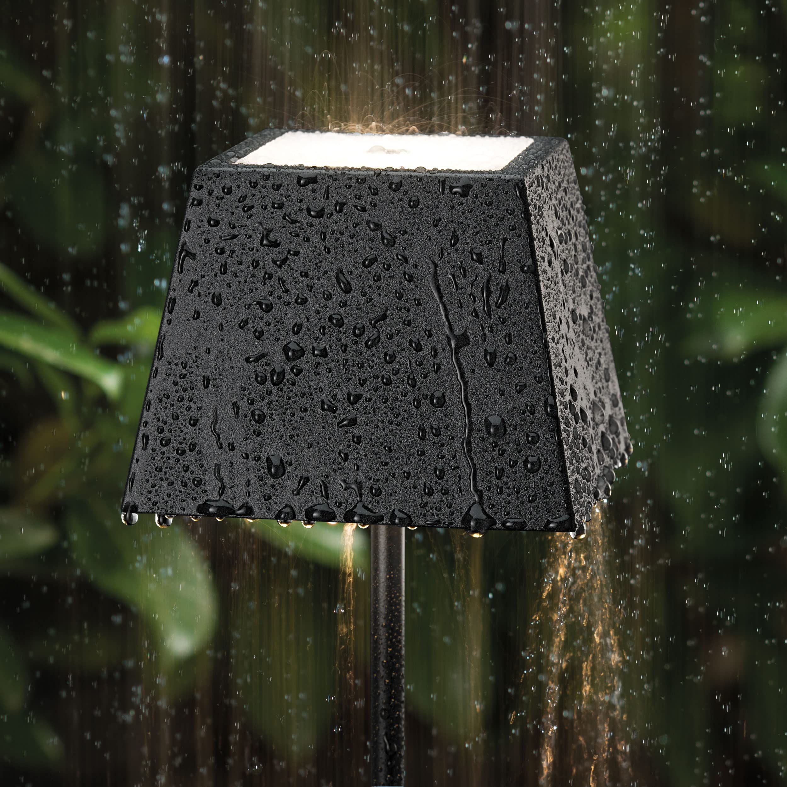 SIGOR Nuindie - Lámpara de mesa con pila de led regulable para interiores & exteriores, altura de 37 cm, recargable con Easy-Connect, 24 h de iluminación, Negro noche | Regulable • Interior y exterior • IP54 • 37 cm • Easy Connect • 12 h de duración de la