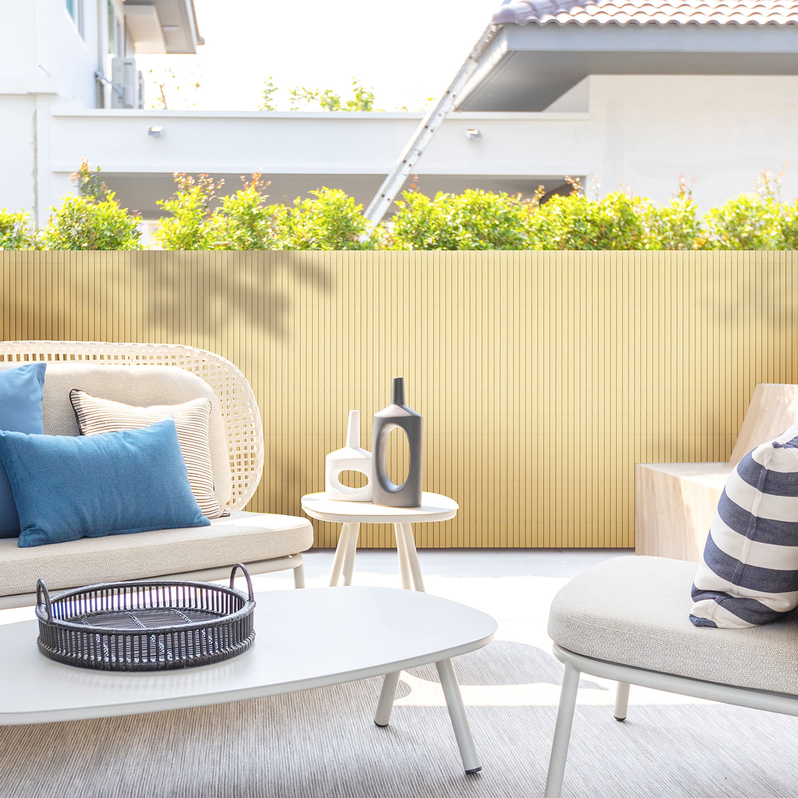 Ribelli Écran de confidentialité en PVC, Pare-Brise, Protection pour Balcon, Couleur:Bambou, Longueur :5 mètres, Altitude:90 cm