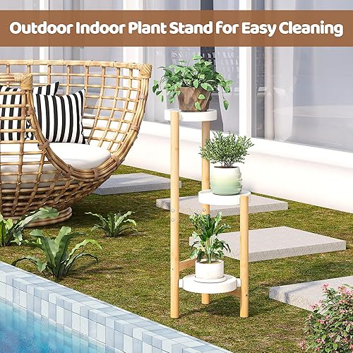 Miniatura 5 de FILWH Soporte para plantas de interior y exterior, 3 niveles, 3 macetas, soporte para flores, escalera, soporte para plantas, para balcón, ventana,