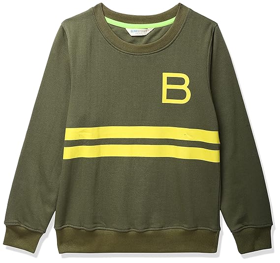 Boy's Cotton Crew Neck Sweatshirt (BS-1470-31_Olive Green_3/4YR)