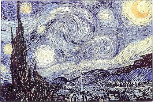 Tabla de cortar de vidrio templado para cocina, diseño de Van Gogh estrella azul, pequeñas tablas de cortar resistentes al calor, tabla de cortar