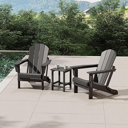 Malibu 3-Pieces Adirondack Chairs Set with Side Table, All Weather