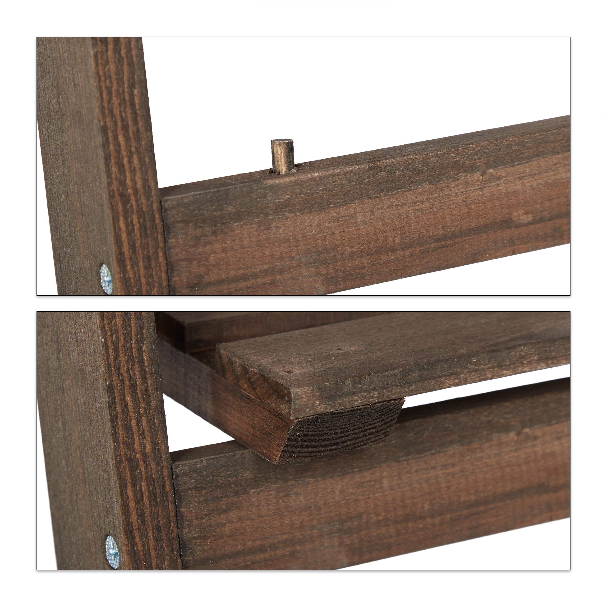 Relaxdays étagère escalier fleurs, 4 niveaux, escalier fleurs bois , pliable, échelle plantes, HlP:160x41x49cm, brun
