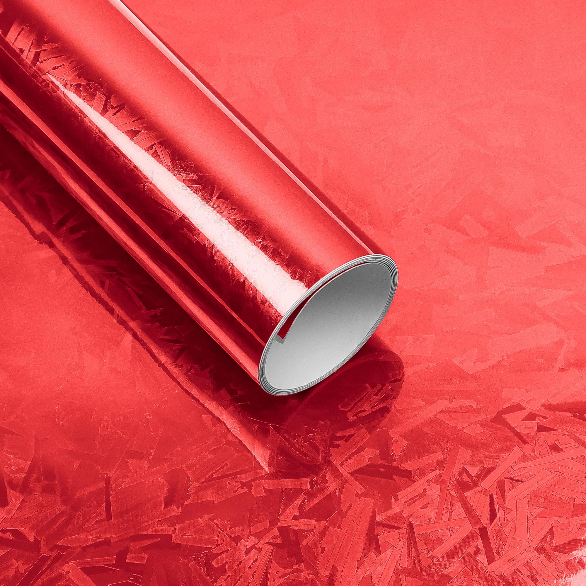 Lypumso Forged Carbon Fiber Vinyl Wrap, Gloss Holographic Chrome Mirror Car Wrap Vinyl DIY Auto Sticker Decal Film Sheet with Bubble Free Air Release (Red, 1ft x 5ft)