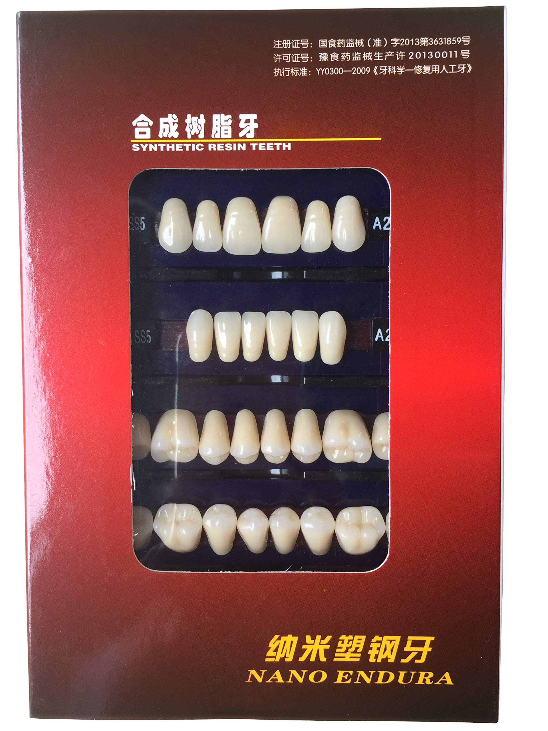 SDent® 2 Boxes 2 Layers Anteriors Acrylic + Top Hard Posteriors Synthetic Teeth Multi-Layer Acrylic Composite False Teeth Super Hard Polyme Denture & Full Set & A1 & 1 SET