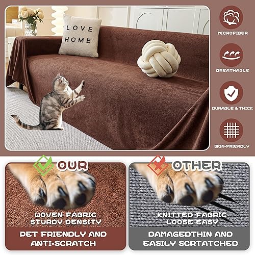 Miniatura 2 de MYSKY HOME Protector de muebles contra arañazos para gatos, antideslizante, lavable, funda de sofá apta para mascotas, manta suave y gruesa (71 x