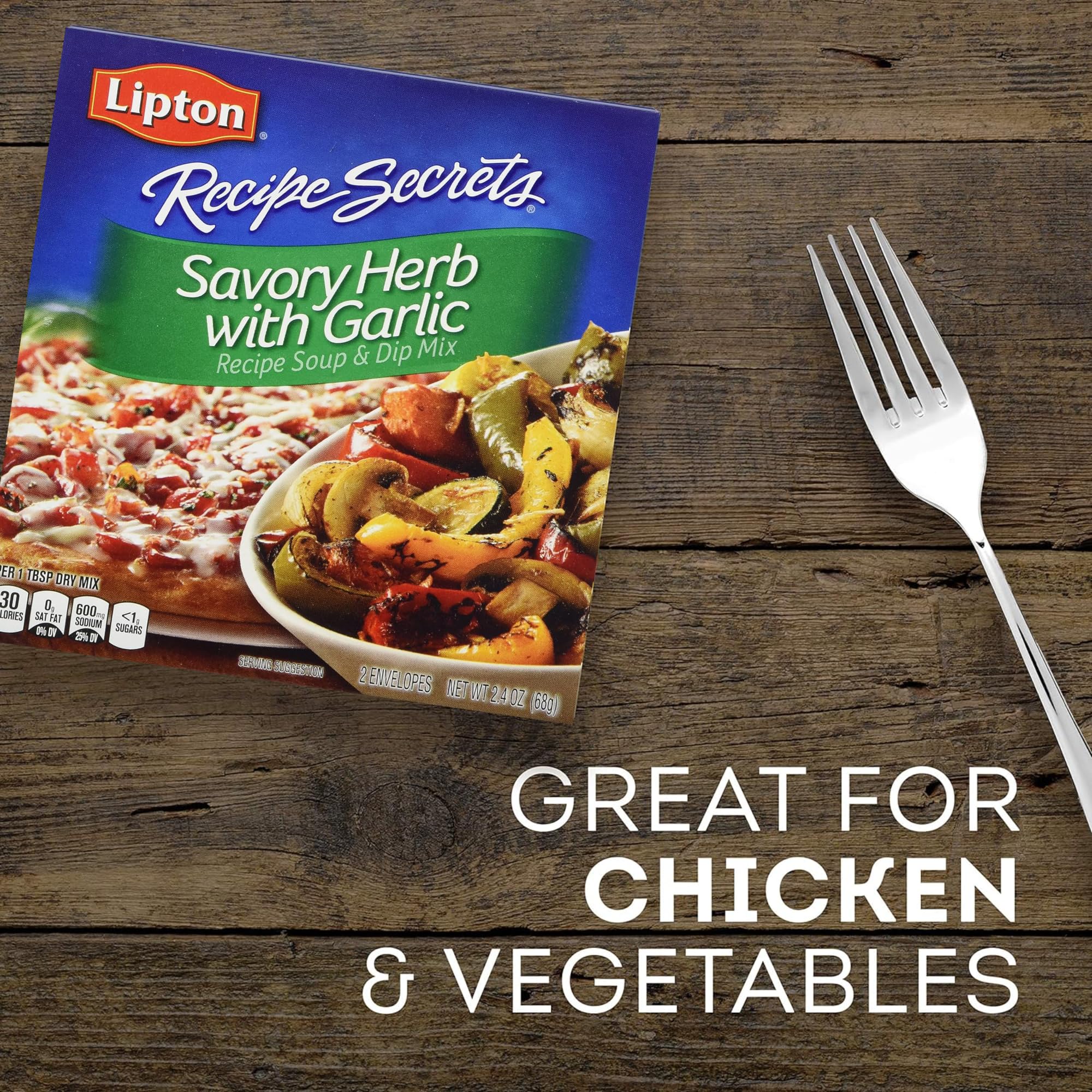 Lipton Recipe Secrets Recipe Soup & Dip Mix, Savory Herb with Garlic, 2 envelopes 2.4 oz, (Pack of 4)