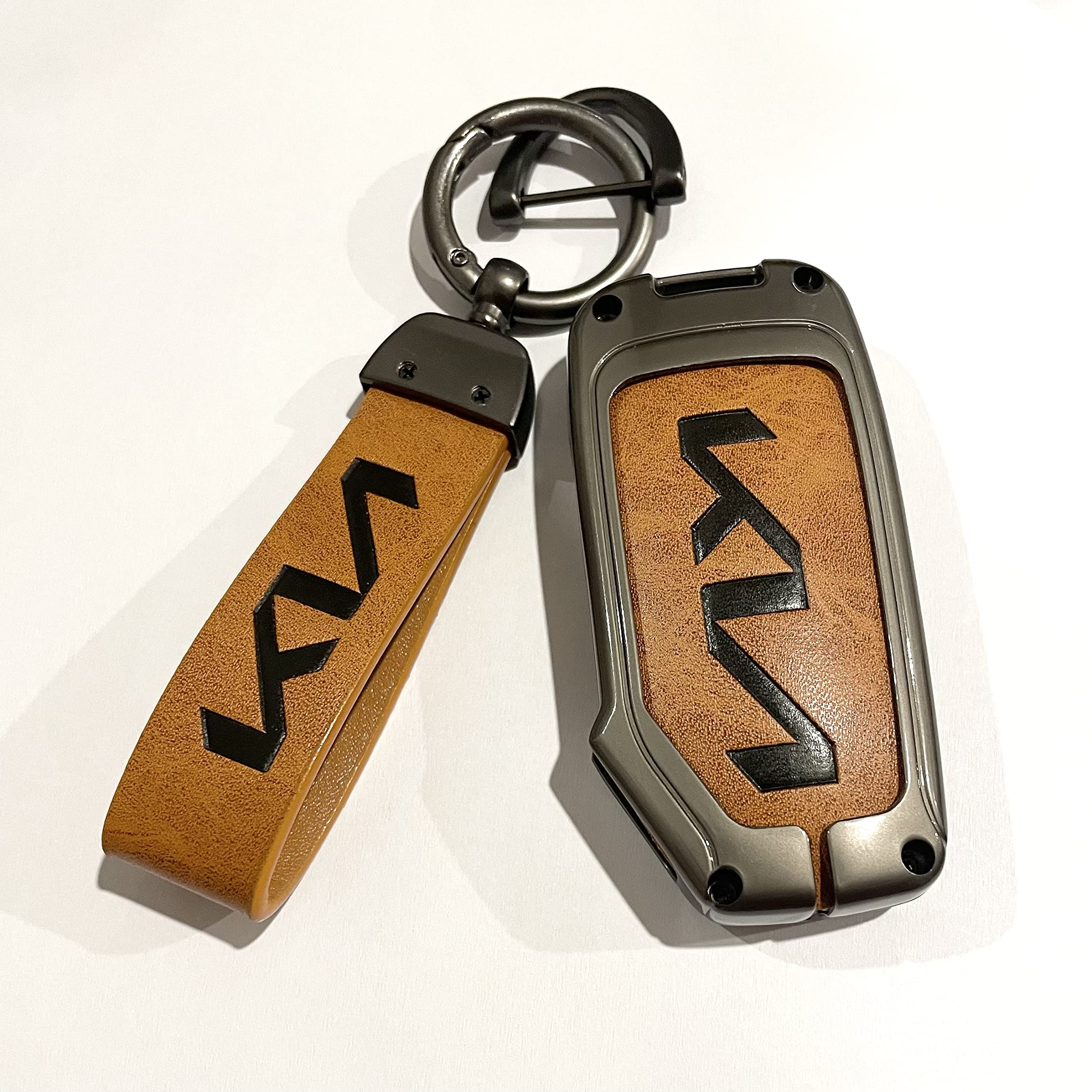 Zinc Alloy Car Key Cover Case + Keychain for KIA Cerato Sportage Sorento Telluride Optima Picanto RIO Stinger K3 K4 K5 and others with same key style