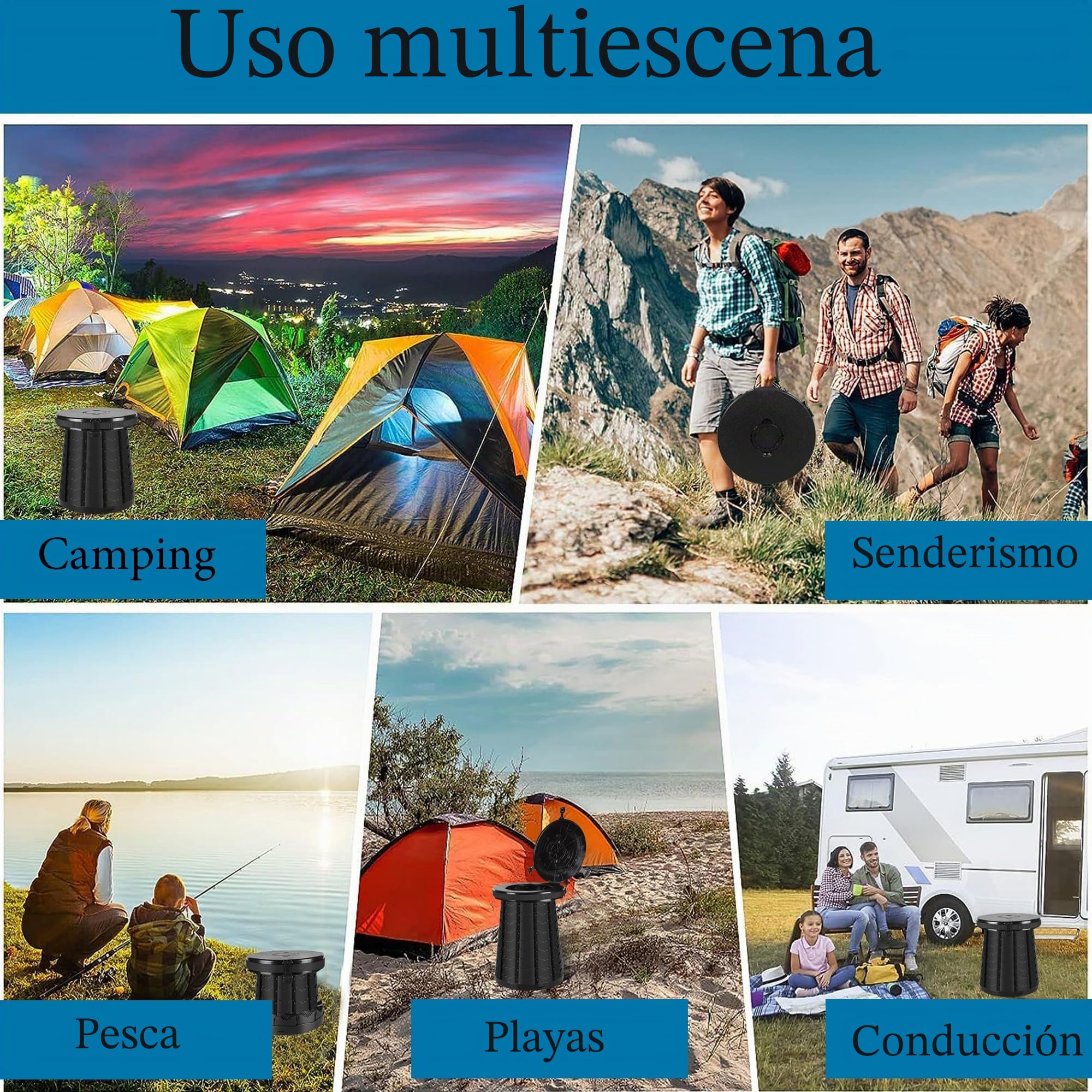 Inodoro portátil，Baño Portátil para Acampar,WC Portatil Camping Inodoro con 7 bolsas de Basura，bolsa de almacenamiento，Camper Caravana Retrete para adultos Mayores para Barbacoa,Viajar