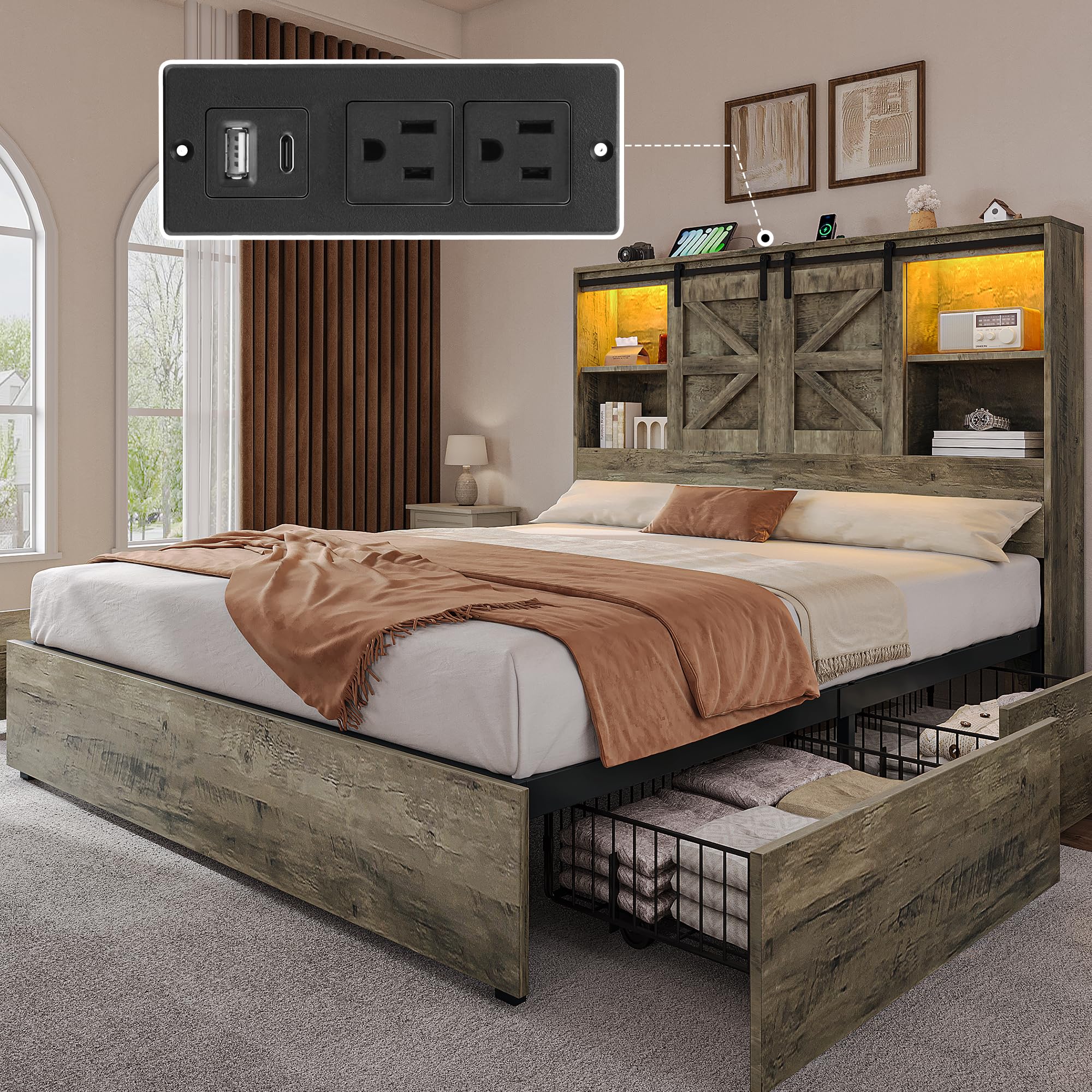 YITAHOME Farmhouse Queen Size Bed