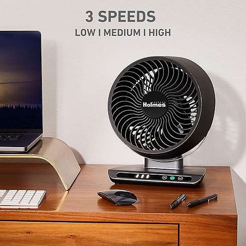 Miniatura 4 de HOLMES Blizzard - Ventilador digital de circulación de aire de 6 pulgadas, 3 velocidades, inclinación de cabeza ajustable de 90, control táctil