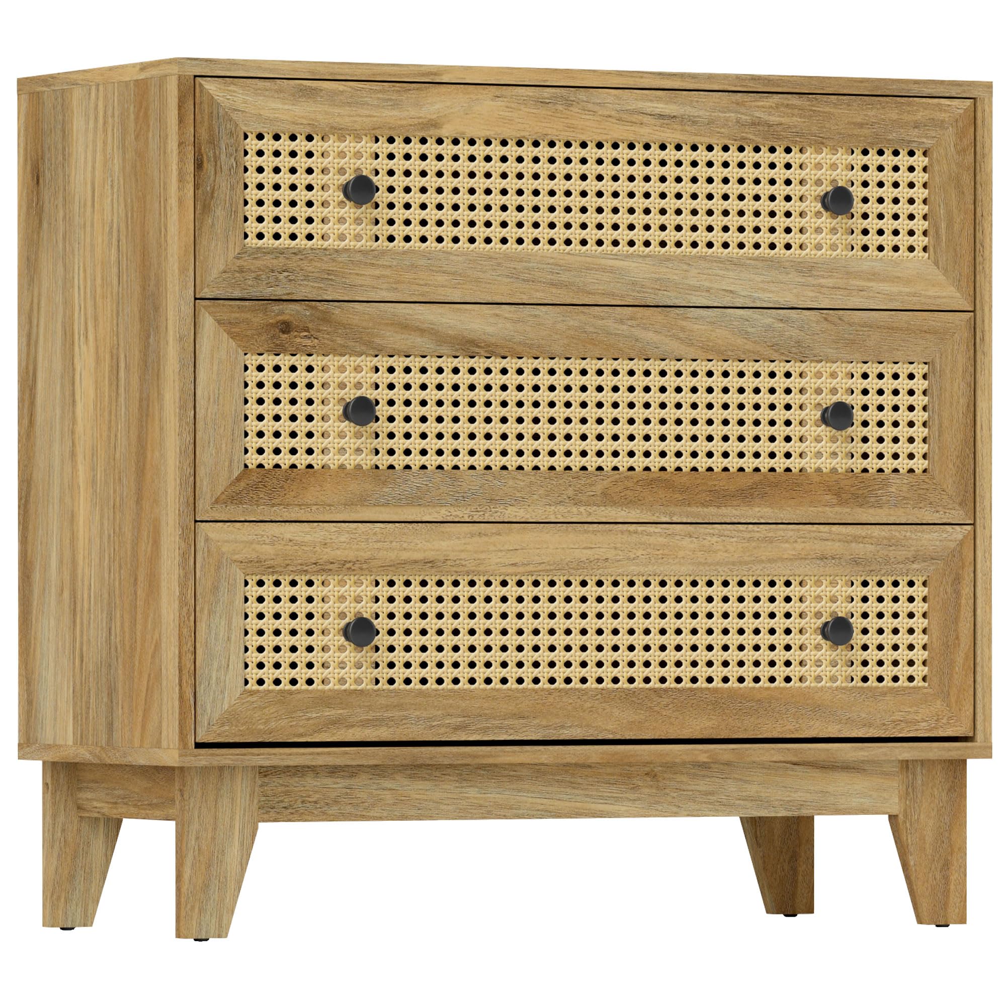 HOMCOM Cassettiera 3 cassetti 80x35x76cm Effetto legno chiaro