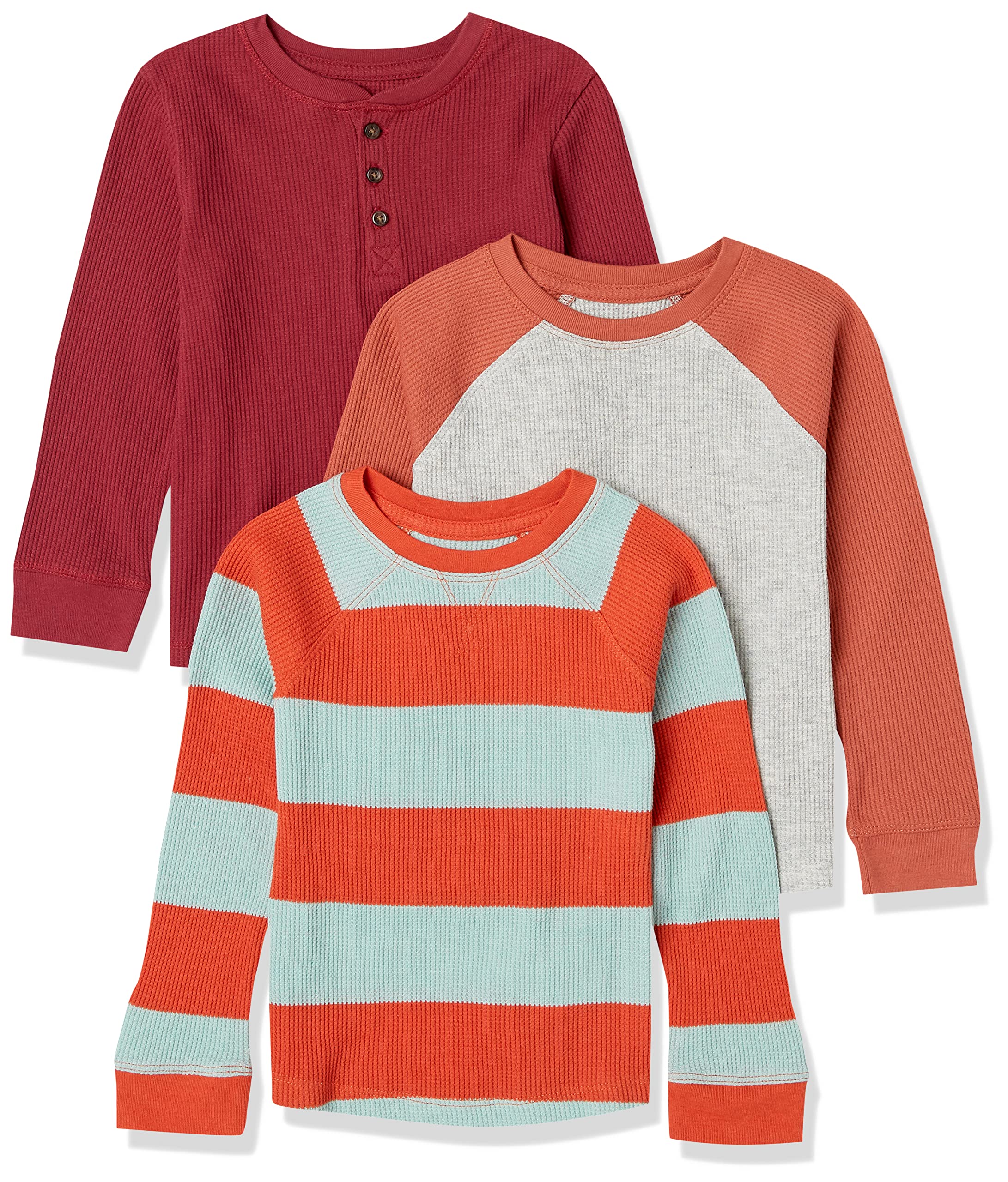 Amazon Essentials Camiseta térmica de Punto de Manga Larga Niño, Pack de 3