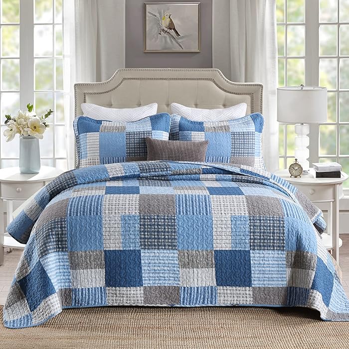 Buy Queen Size Bedspreads,Quilt Set Queen,Cotton Patchwork Plaid Quilt