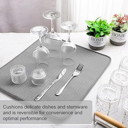 Miniatura 5 de 6 Pcs Microfiber Dish Drying Mat for Kitchen Countertop Absorbent Dish Drying Pad, 16 x 18 Inch, Dishes Drainer for Kitchen Counter, Reversible