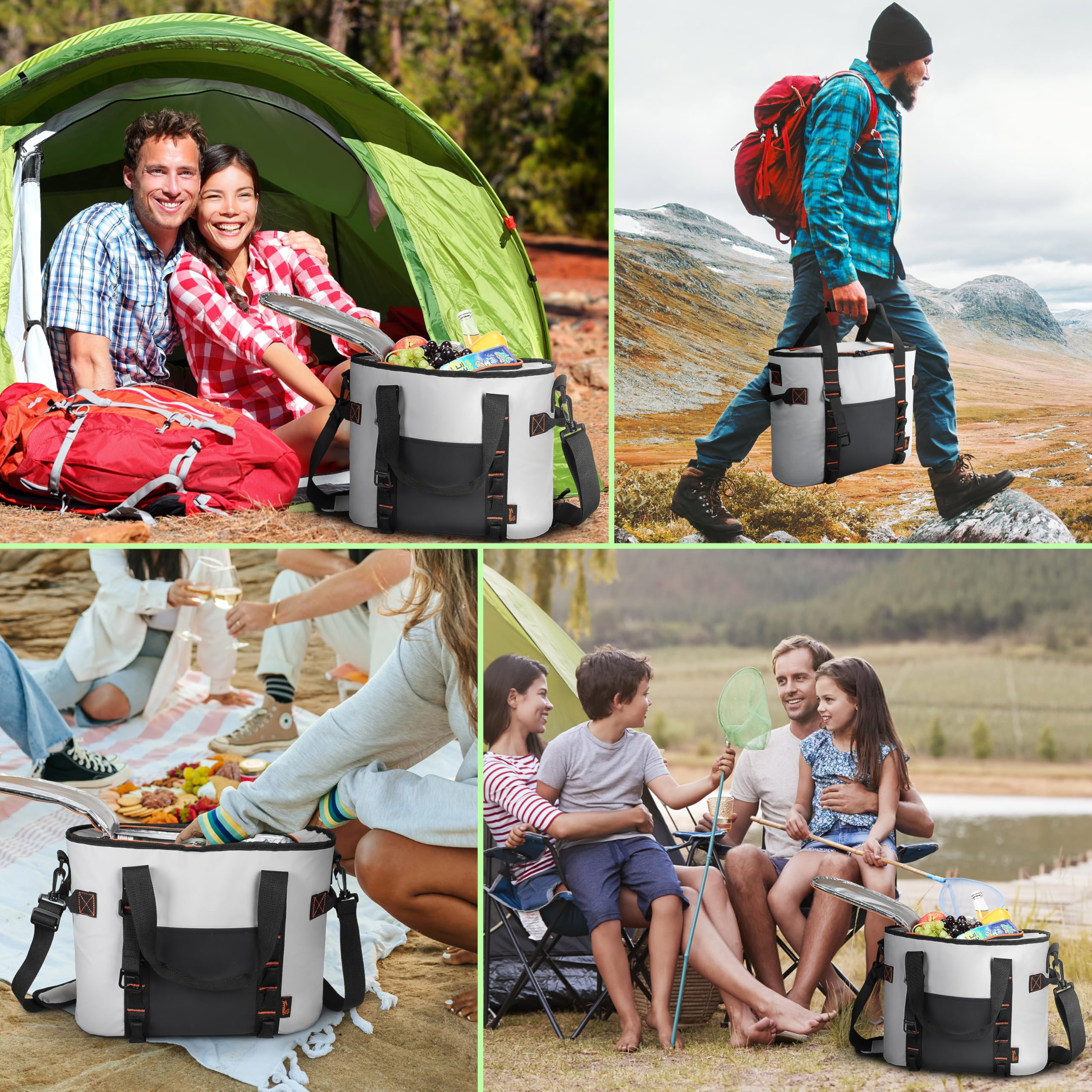 Kato Tirrinia isolierter Kühler-Rucksack, 17L für 20 Dosen, auslaufsicherer Kühlrucksack aus PVC Composite, tragbarer wasserdichter Rucksack für Outdoor-Abenteuer, Strand, Wandern, Grillen, Angeln