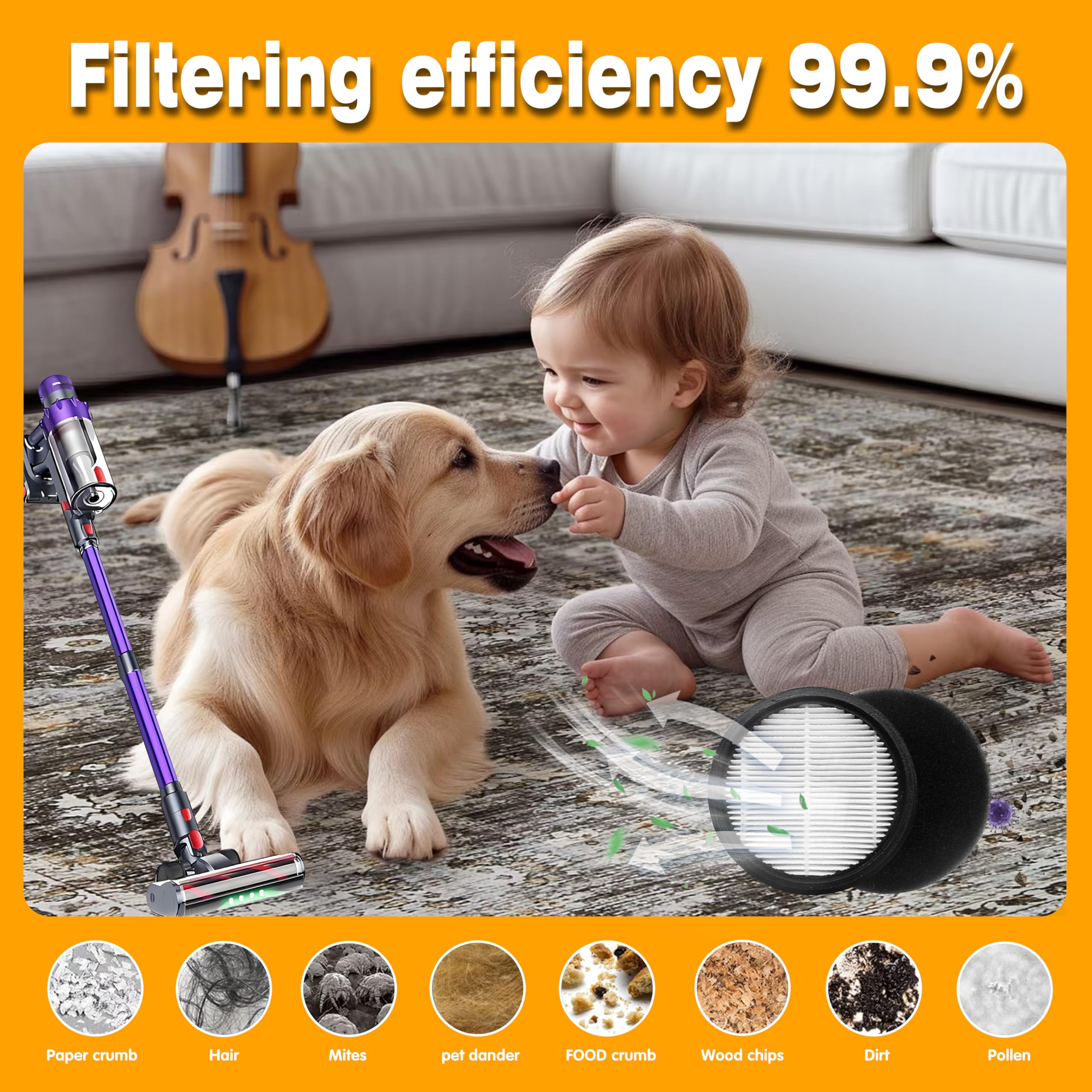 Washable & Reusable Vacuum Cleaner Filter 4-Pack - Compatible with SMOTURE VAC01/VAC02/VC70 & ozeeco EC01 Cordless Vacuums — view 6