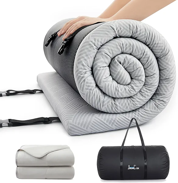 Jamdok Cooling Foam Camping Mattress for Hot Sleeper,Waterproof Sleeping Pad with Carry Bag,Roll Up Cot Mattress Topper for Summer Camping Bed,Hiking,Car,Portable(75 x 30 x 2 inches)
