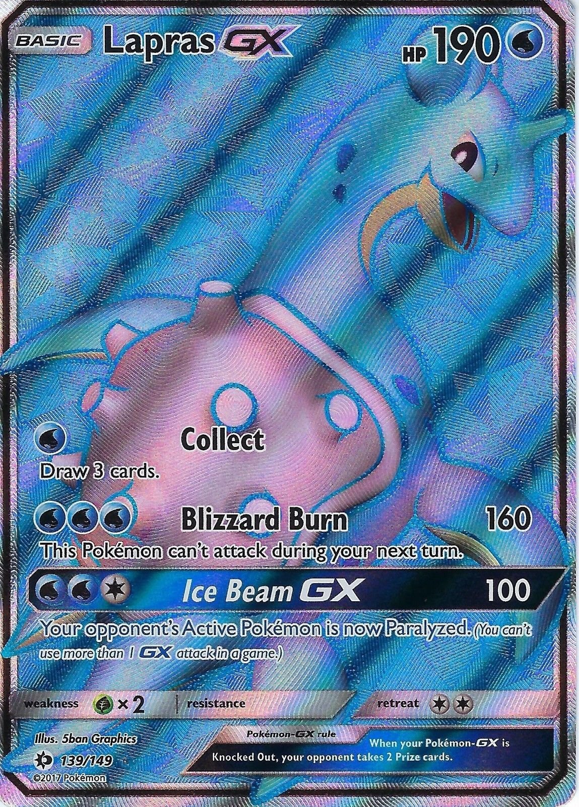 Pokemon Sun & Moon Lapras GX 139/149 Holo Card Toys & Games