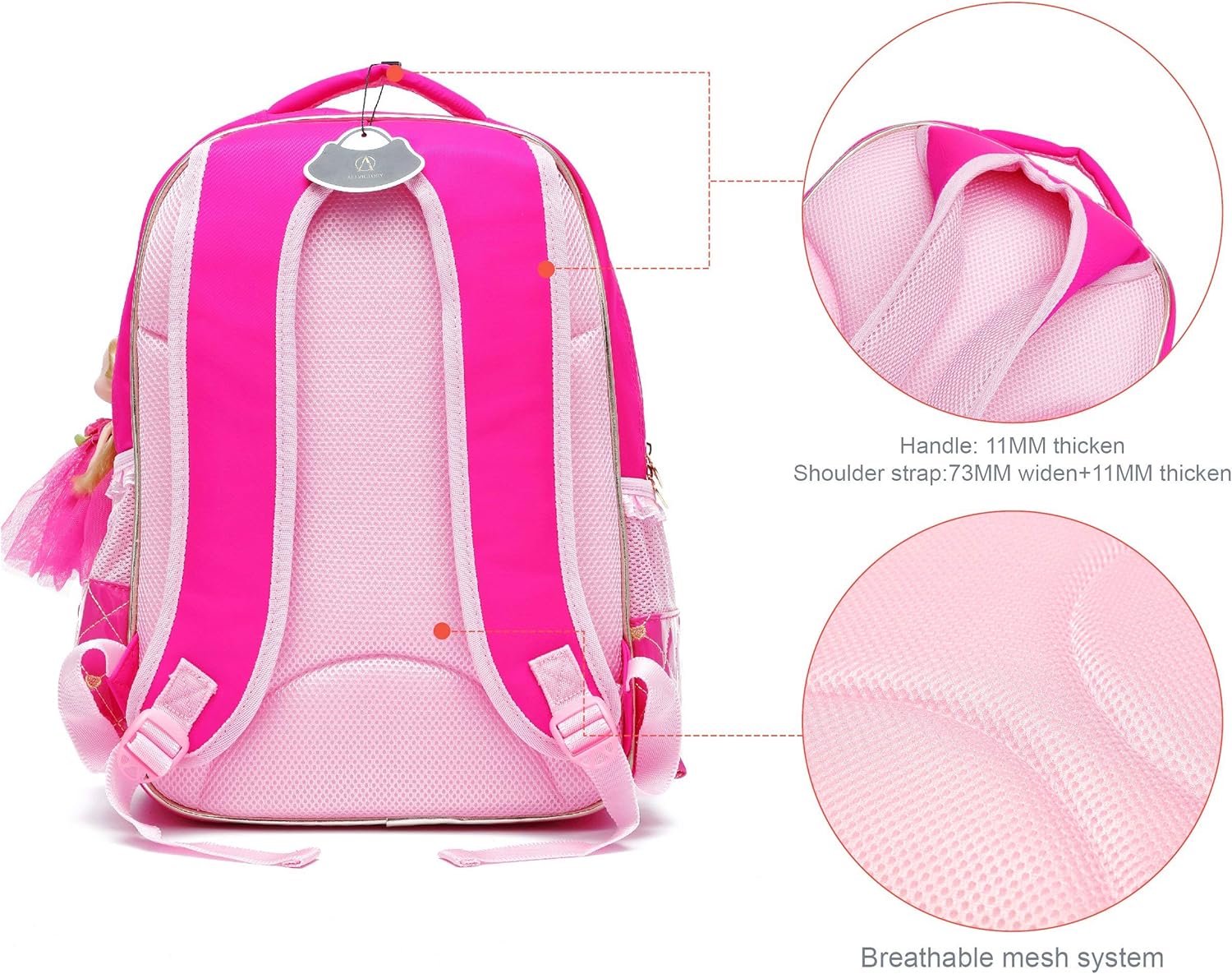 AO ALI VICTORY Backpack for Girls, Waterproof Kids Backpacks School Bag Toddler Bookbags Cute Travel Daypack (Small, A-Rose Red)