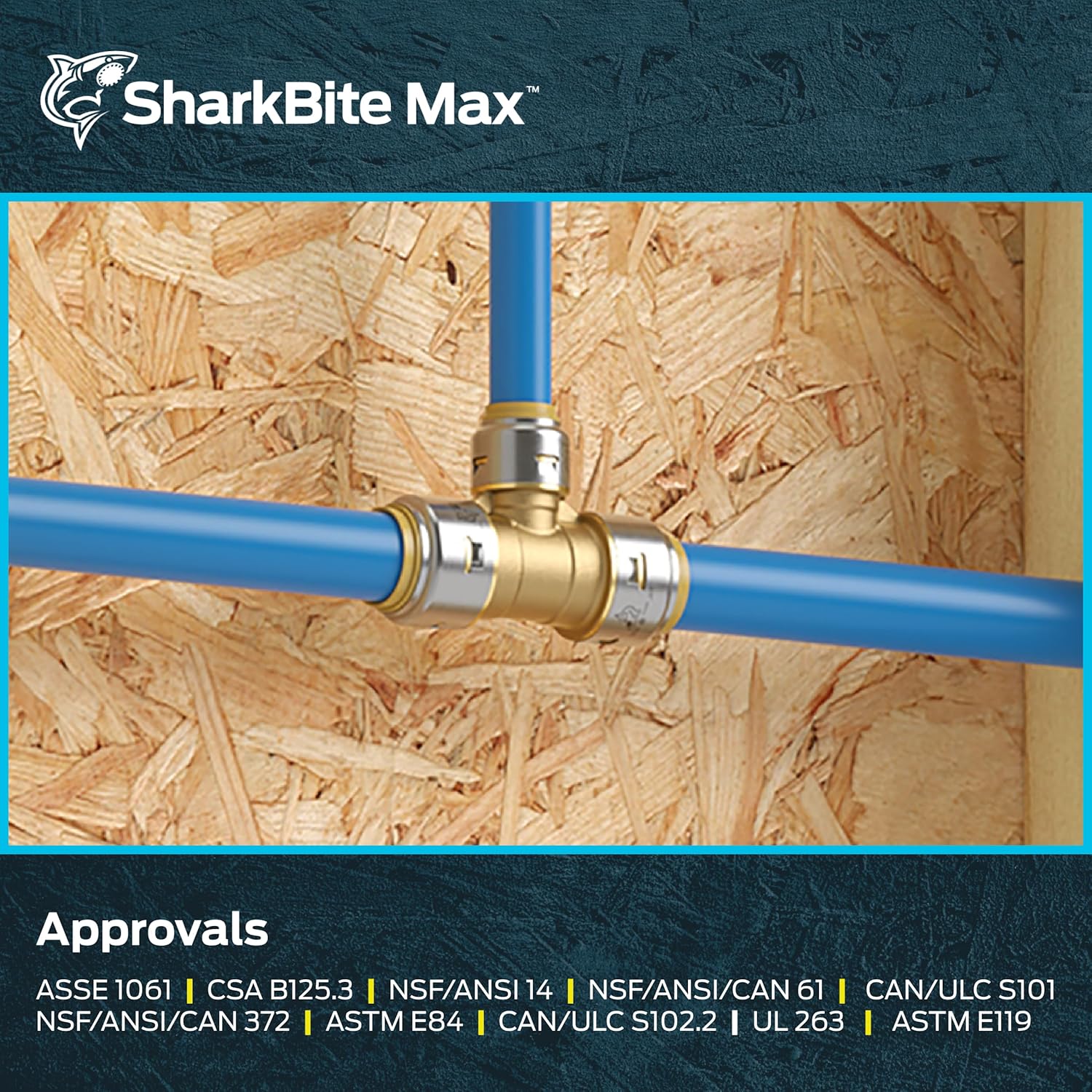 SharkBite Max 1 Inch x 1 Inch x 3/4 Inch Reducing Tee, Pack of 3, Push To Connect, PEX Pipe, Copper, CPVC, PE-RT, HDPE, UR416