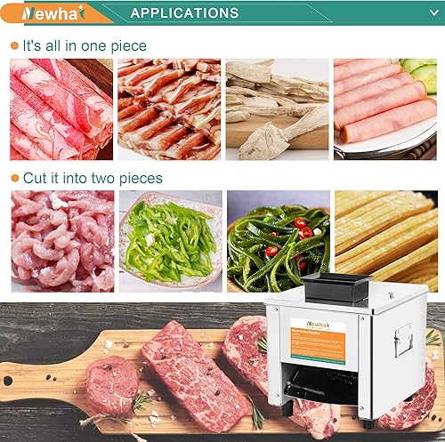 Miniatura 6 de Newhai Máquina cortadora de carne de 850 W, cortadora de carne eléctrica de 0.197 in, cortadora de carne triturada, acero inoxidable, 330 lbh para
