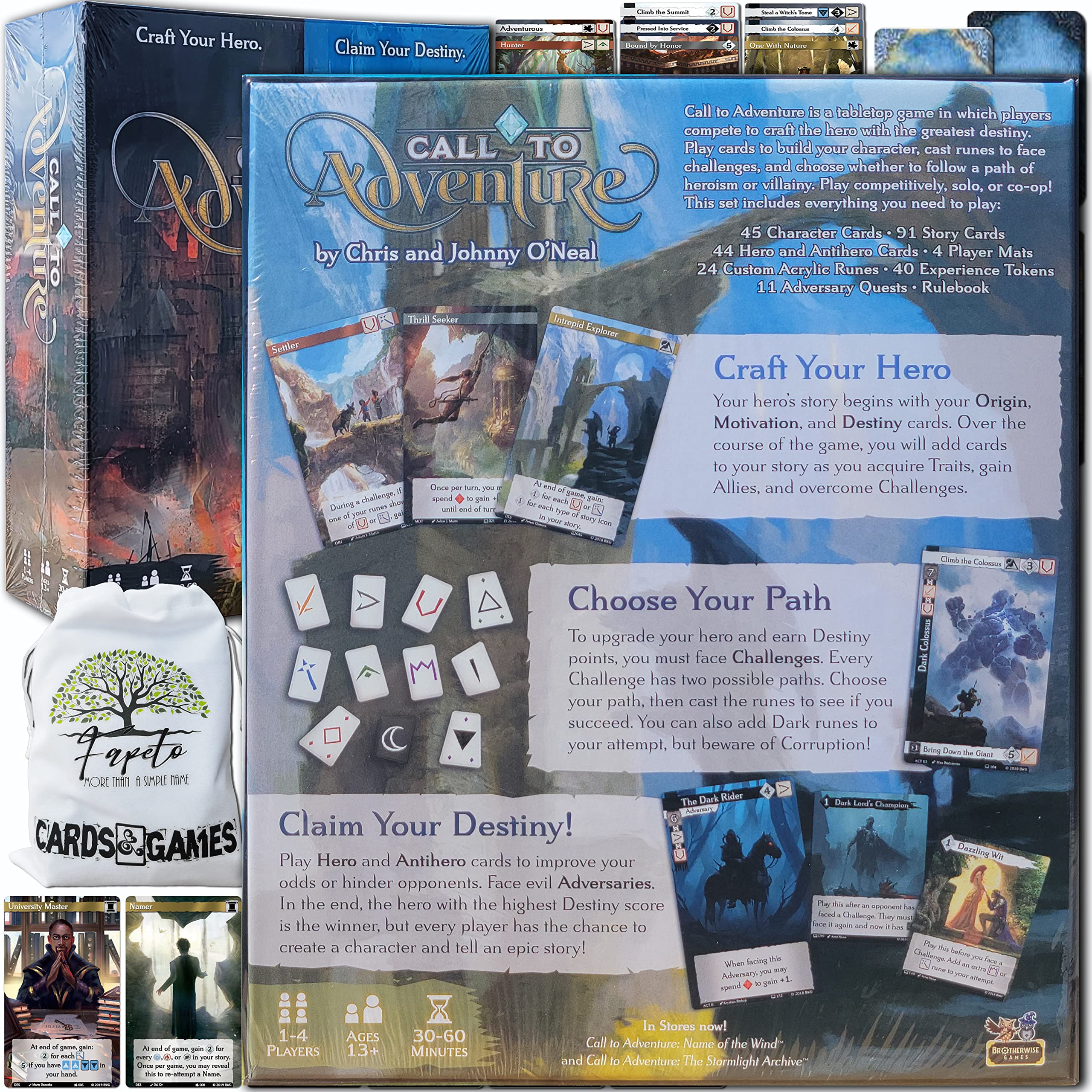 Amazon.com: Card Game The Stormlight Archive, The Name of The Wind and The  CORE-Base Call to Adventure Board Game Bundle with Random Color Drawstring  Bag Plus 12 COMPATIBLES Tokens : Toys &