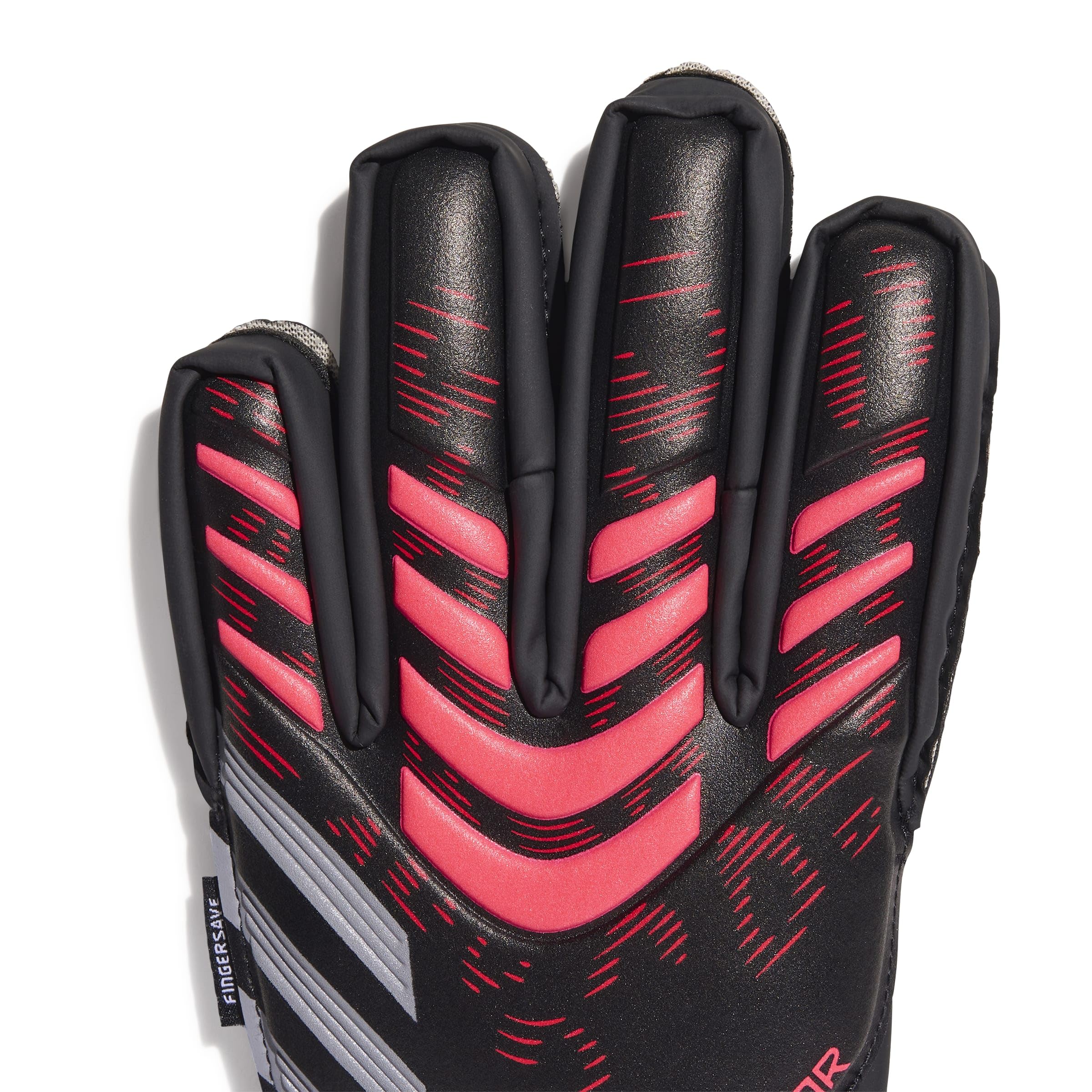 adidas Unisex-Adult Match Predator Fingersave Goalie Soccer Gloves, Black/Black/Lucid Red, 7