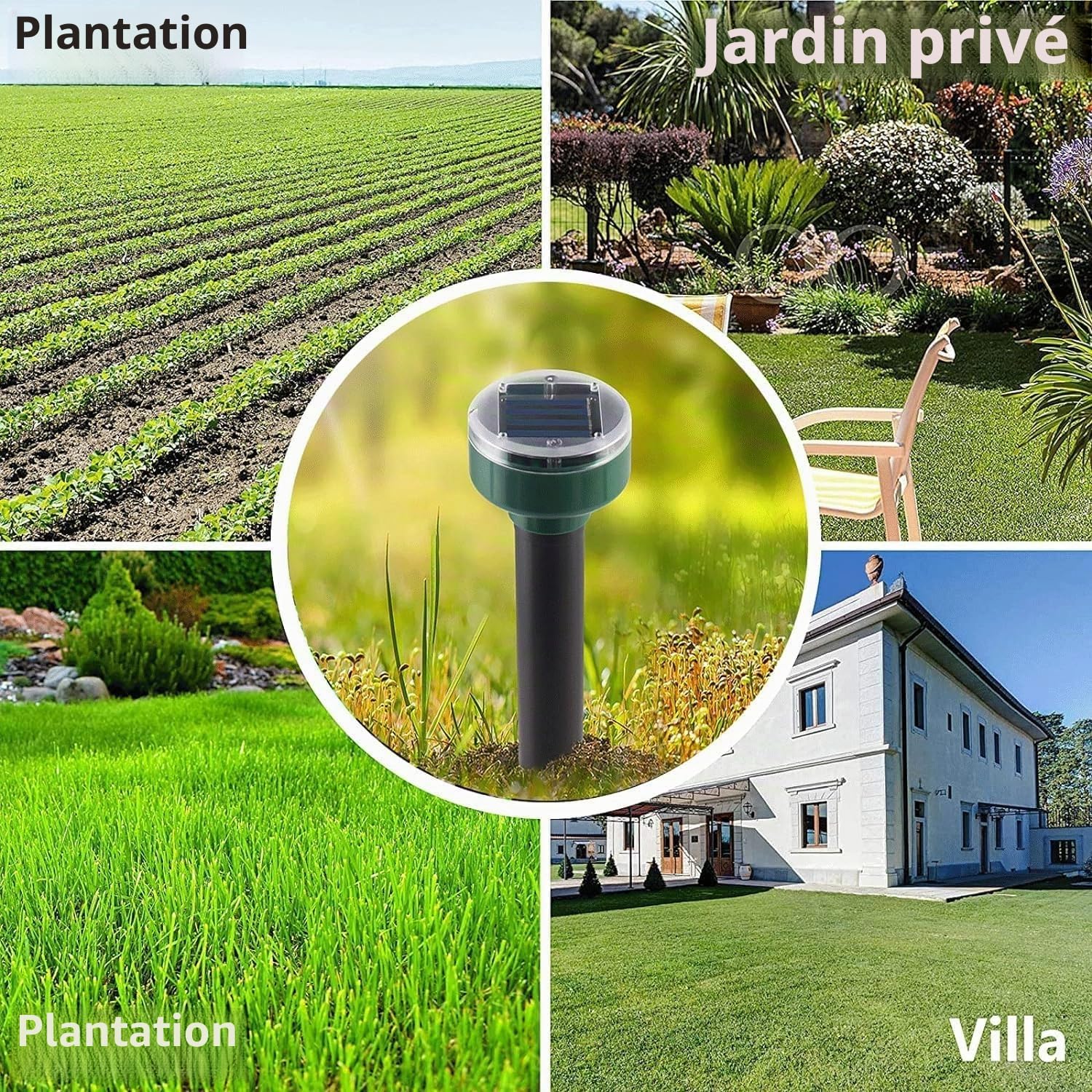 Lot de 4 répulsifs solaires à ultrasons pour Taupes et Taupes - Étanches - Répulsif pour Animaux - Marmotte - Serpent - pour pelouse et Jardin