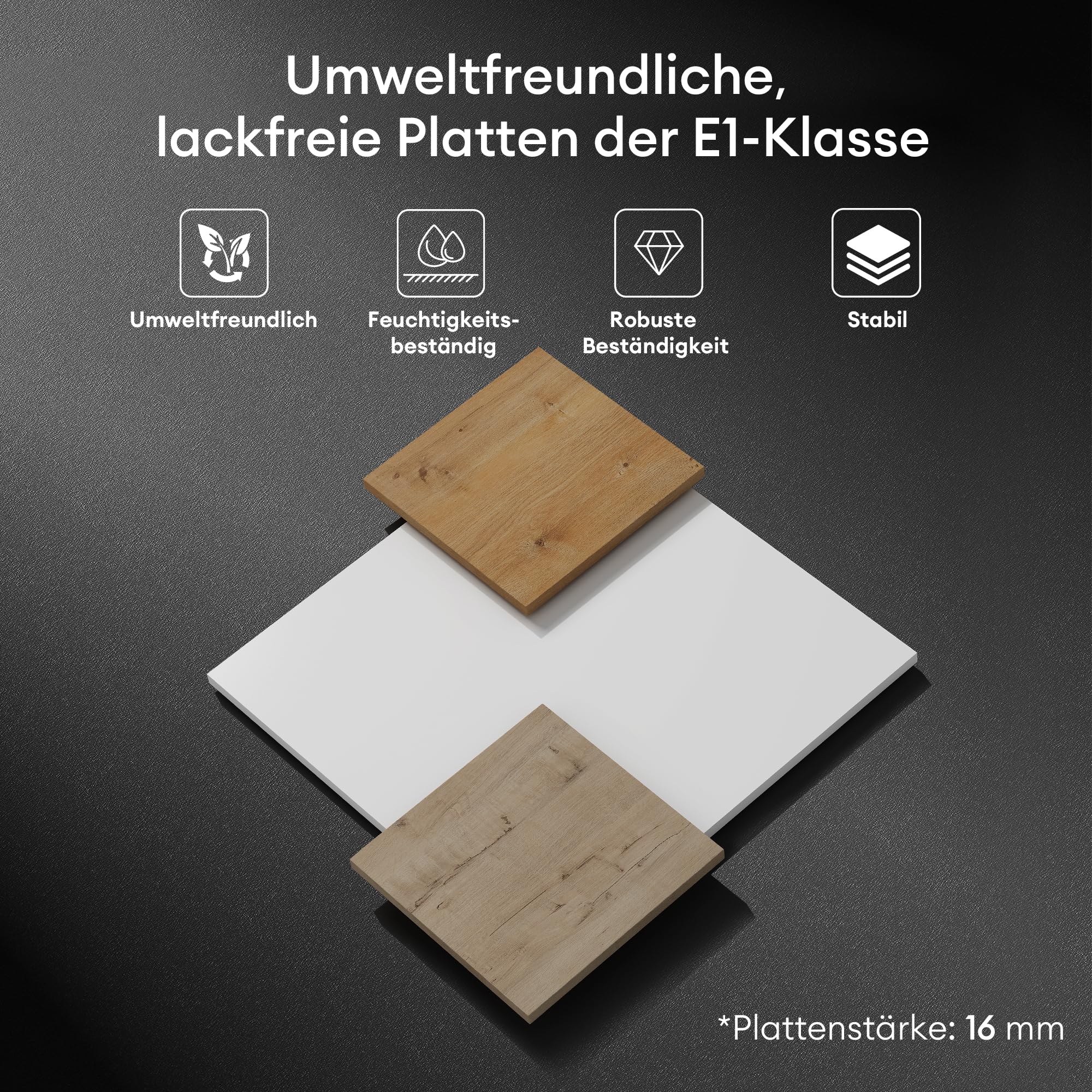 Mai & Mai Badmöbel-Set Waschtisch mit Unterschrank Mineralguss Waschbecken in Anthrazit Waschbeckenunterschrank 80x48x50cm Kerneiche 2-Schubladen Soft-Close Aqualis