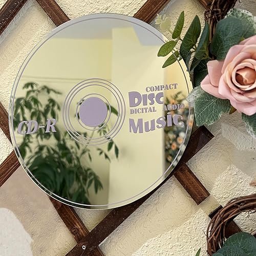 Miniatura 3 de Espejo de CD, bonita decoración de música, disco de CD, decoración de pared, decoración única de sala de música, espejo acrílico plateado en vinilo
