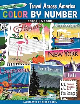 Amazon.com: Color by Number Travel Across America Coloring