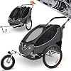 Kesser ® Childrens Trailer Bicycle Trailer 360 ° Rotatable With Suspension 2-in-1 Jogger Function With 5-Point Safety Belt Jogger Bicycle Trailer for 1 to 2 Children Max. 40 kg Black Anthracite
