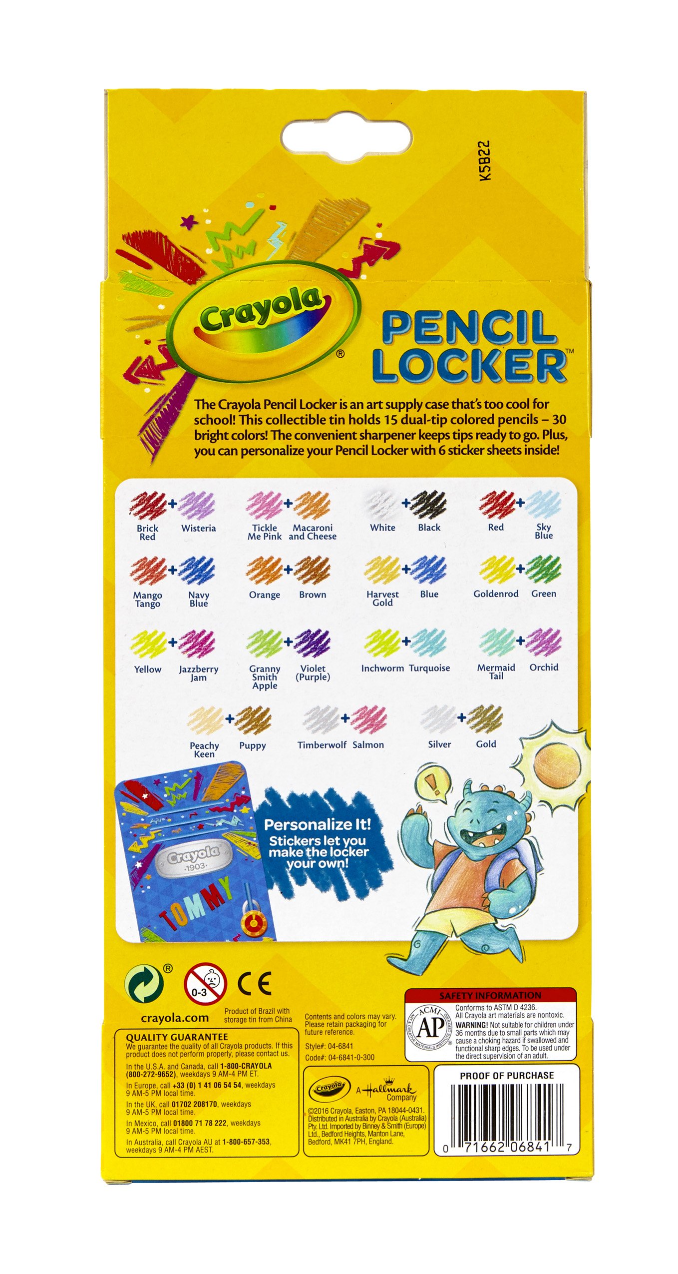 Crayola Kolorowe kredki, 15 ołówków z podwójną końcówką, 30 kolorów, wielokolorowe (Model: 04-6841)