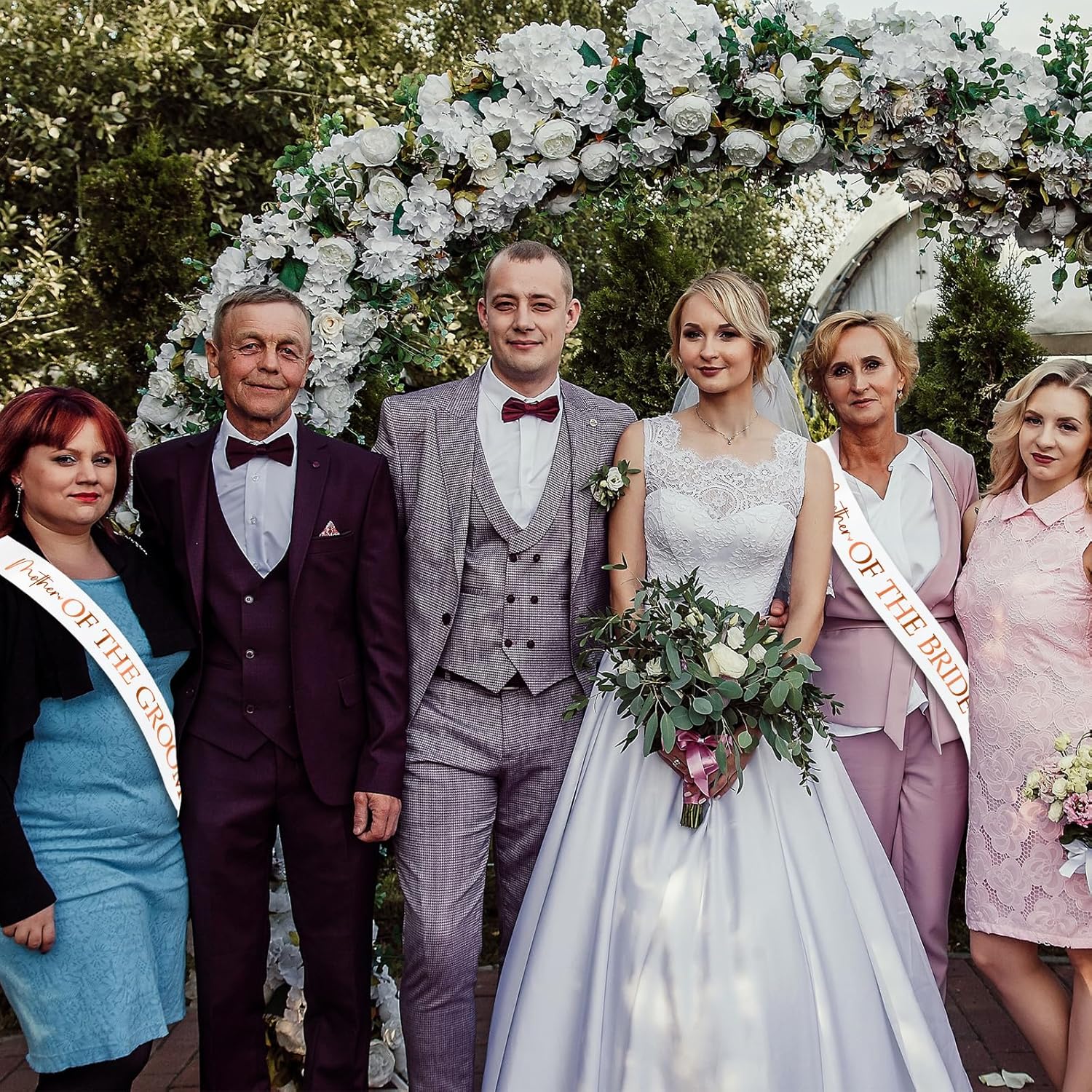 2 Pcs Mother of the Bride and Groom Sashes with Rose Gold Foil, White Bachelorette Party Sash for Bridal Shower Engagement Supplies Gifts Wedding Accessories - Image 6