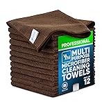 MW Pro Microfiber Cleaning Cloth | Brown | 12 Pack | 16 x 16 | Coffee, Barista, Espresso Towels - Clean, Dust, Polish, Scrub, Absorbent
