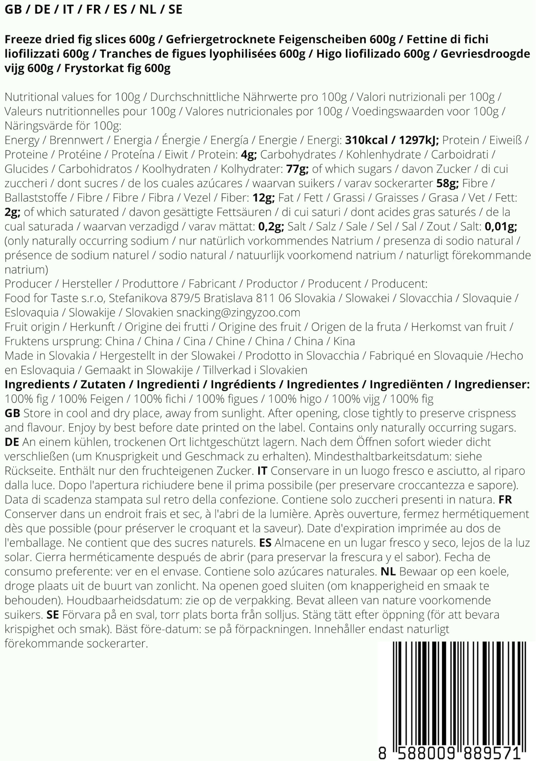 BULK & Tasty. Figue Lyophilisée Sans Sucre Ajouté | Naturel Figues Sèches Fruits Seches | Freeze Dried Fruit Fig Collations Saines | Pure Figue Seche Sec Gefriergetrocknete Feige